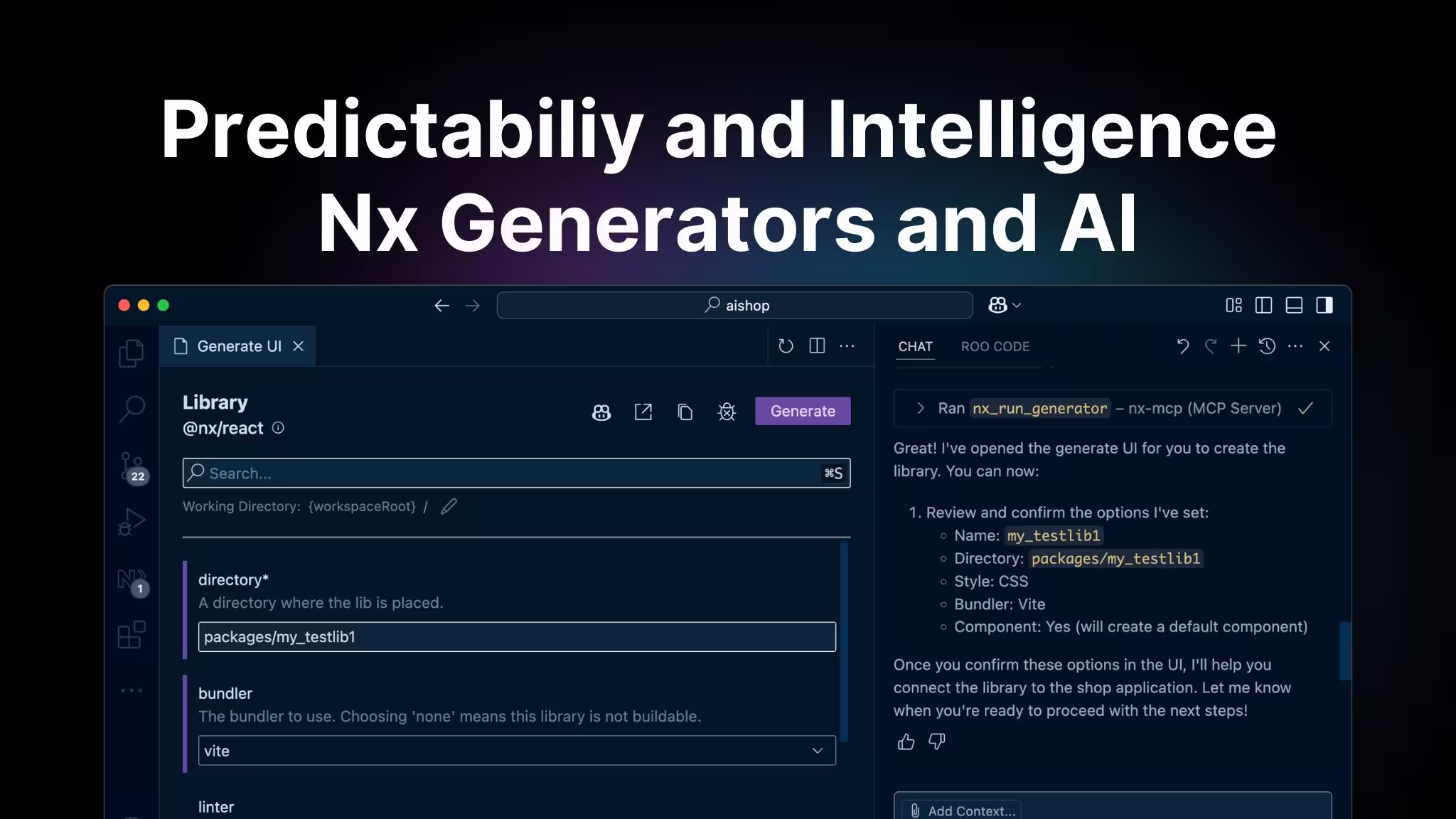 Combining Predictability and Intelligence With Nx Generators and AI